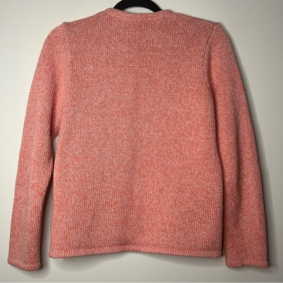 LL BEAN 100% Cotton Knit Button Up Creamsicle Orange Sweater Cardigan - Picture 4 of 5